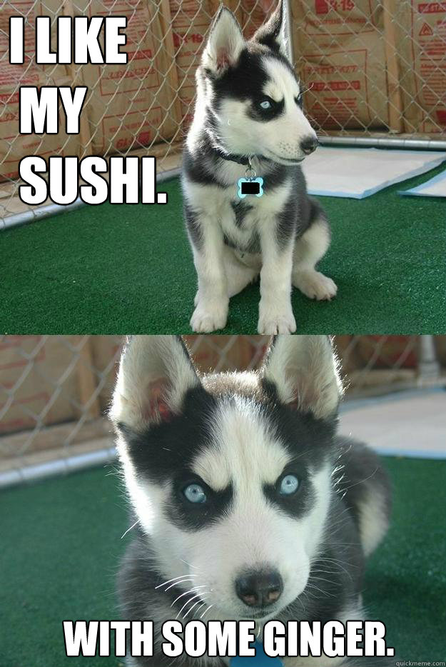 I LIKE
 MY
 SUSHI. WITH SOME GINGER.  Insanity puppy