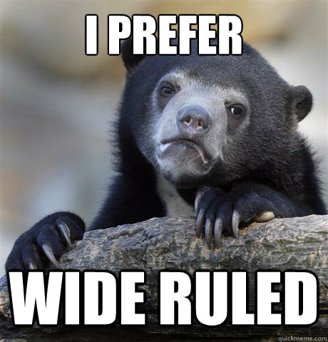 I prefer Wide Ruled  Confession Bear