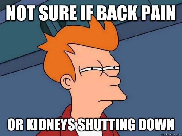 Not sure if back pain Or kidneys shutting down - Not sure if back pain Or kidneys shutting down  Not sure Fry