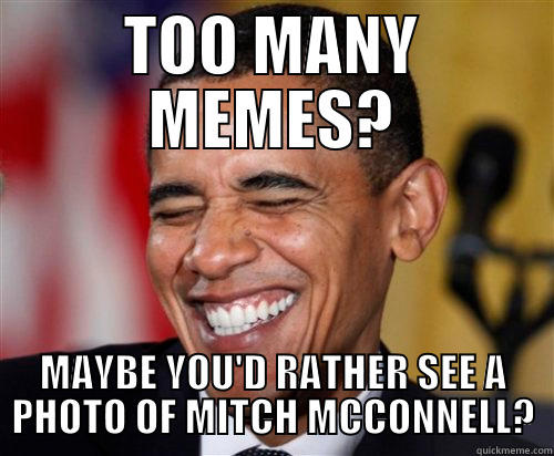 OBAMA 26 - TOO MANY MEMES? MAYBE YOU'D RATHER SEE A PHOTO OF MITCH MCCONNELL? Scumbag Obama
