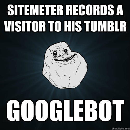 sitemeter records a visitor to his tumblr googlebot  Forever Alone