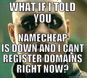 WHAT IF I TOLD YOU NAMECHEAP IS DOWN AND I CANT REGISTER DOMAINS RIGHT NOW? Matrix Morpheus