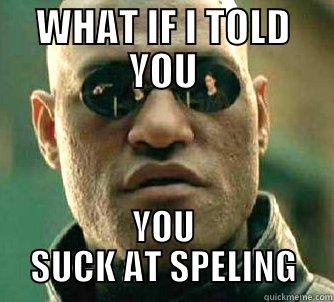 WHAT IF I TOLD YOU YOU SUCK AT SPELING Matrix Morpheus