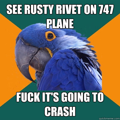 see rusty rivet on 747 plane FUCK IT'S GOING TO CRASH  Paranoid Parrot