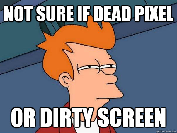 Not sure if dead pixel Or dirty screen  Futurama Fry