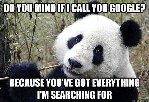 do you mind if i call you google? because you've got everything i'm searching for - do you mind if i call you google? because you've got everything i'm searching for  Pick-up line Panda