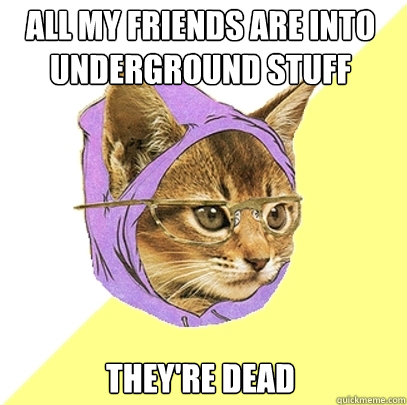 All my friends are into underground stuff they're dead  Hipster Kitty