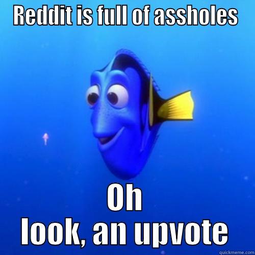 REDDIT IS FULL OF ASSHOLES OH LOOK, AN UP VOTE dory