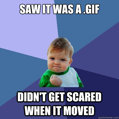 saw it was a .gif didn't get scared when it moved - saw it was a .gif didn't get scared when it moved  Success Kid