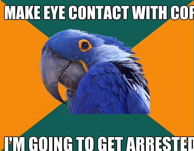 make eye contact with cop i'm going to get arrested  Paranoid Parrot