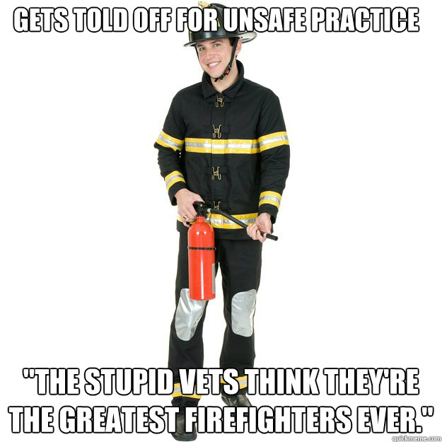 Gets told off for unsafe practice 
