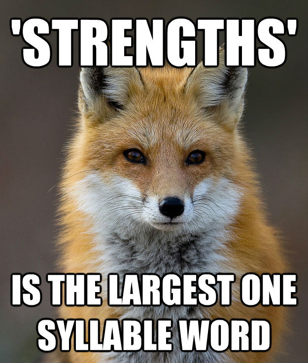 'STRENGTHS' IS THE LARGEST ONE SYLLABLE WORD  Fun Fact Fox