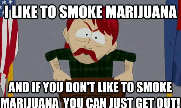 i like to smoke marijuana and if you don't like to smoke marijuana  you can just get out!  