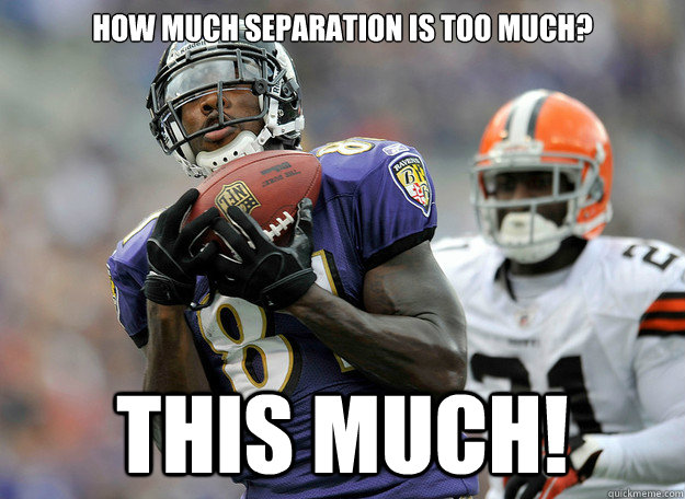 How much separation is too much? this much!  Baltimore Ravens