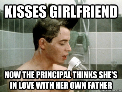 KISSES GIRLFRIEND Now the principal thinks she's in love with her own father  