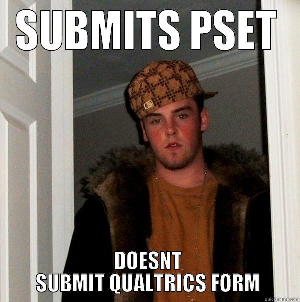 SUBMITS PSET DOESNT SUBMIT QUALTRICS FORM Scumbag Steve