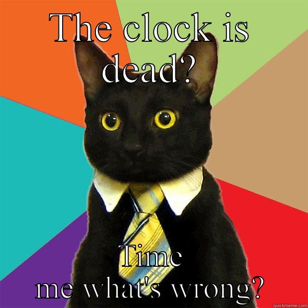 THE CLOCK IS DEAD? TIME ME WHAT'S WRONG? Business Cat