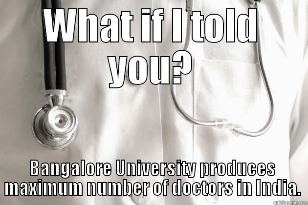 WHAT IF I TOLD YOU? BANGALORE UNIVERSITY PRODUCES MAXIMUM NUMBER OF DOCTORS IN INDIA. Misc