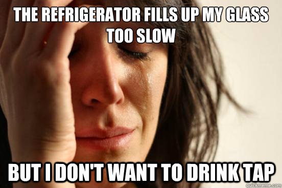 The refrigerator fills up my glass too slow but i don't want to drink tap  First World Problems
