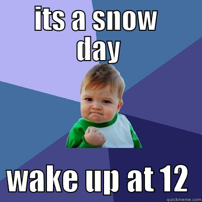   ITS A SNOW    DAY   WAKE UP AT 12  Success Kid