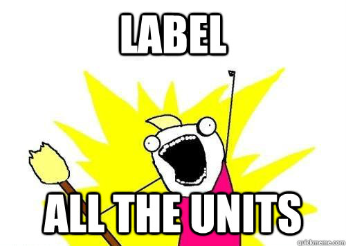 LABEL ALL THE UNITS  x all the y