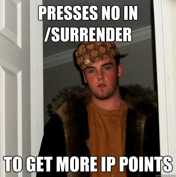 Presses no in /surrender To get more IP points  Scumbag Steve