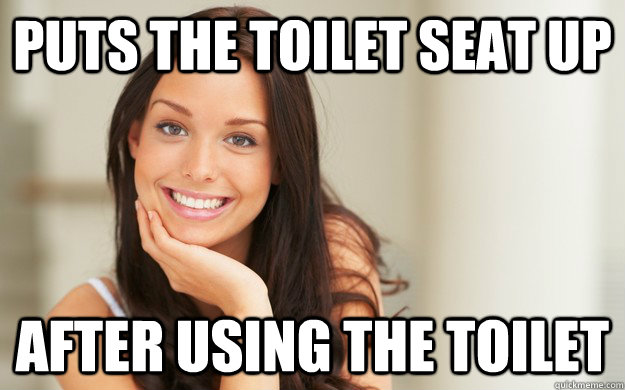 Puts the toilet seat up After using the toilet  Good Girl Gina