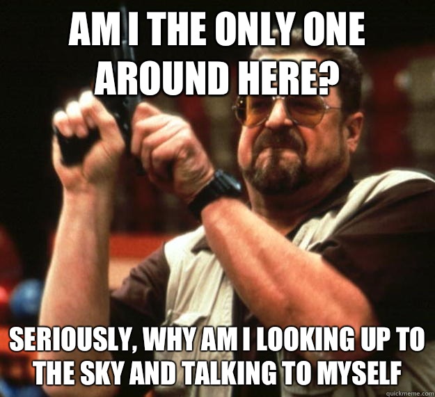 am I the only one around here? Seriously, why am I looking up to the sky and talking to myself  Angry Walter