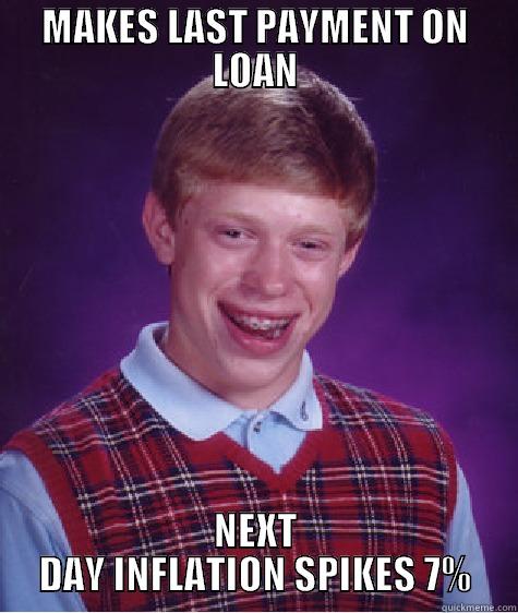MAKES LAST PAYMENT ON LOAN NEXT DAY INFLATION SPIKES 7% Bad Luck Brian