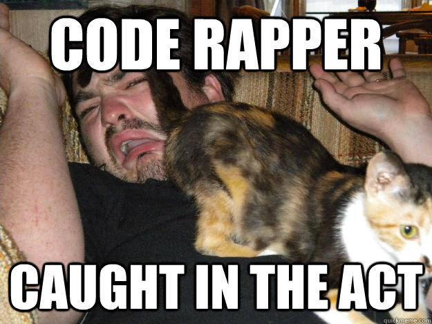 Code rapper caught in the act - Code rapper caught in the act  Cats are jerks