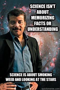 Science isn't about memorizing facts or understanding science is about smoking weed and looking at the stars  Neil deGrasse Tyson
