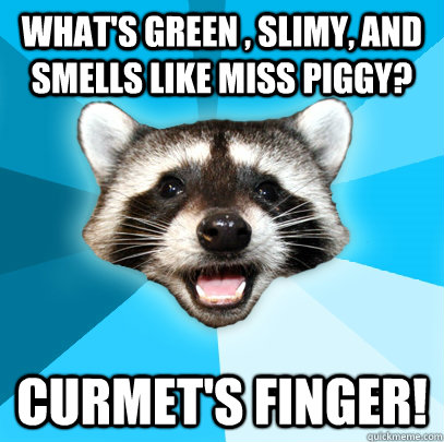 What's Green , Slimy, and Smells Like Miss Piggy? Curmet's Finger!  Lame Pun Coon