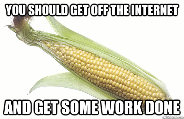 you should get off the internet and get some work done - you should get off the internet and get some work done  Candid Corn