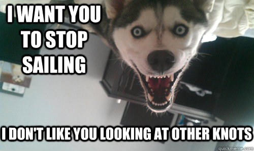 I want you to stop sailing I don't like you looking at other knots - I want you to stop sailing I don't like you looking at other knots  Obsessive Dogfriend