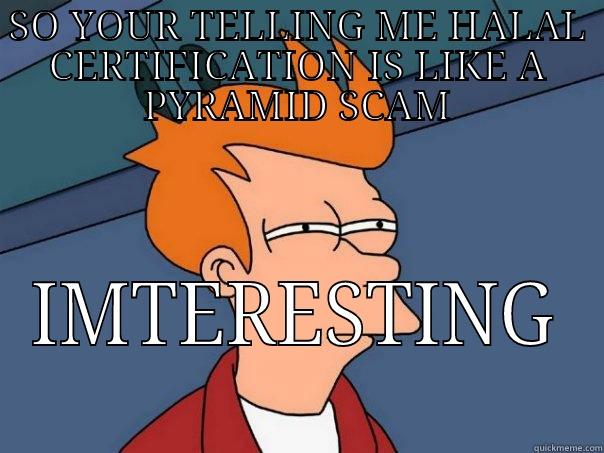 SO YOUR TELLING ME HALAL CERTIFICATION IS LIKE A PYRAMID SCAM IMTERESTING Futurama Fry