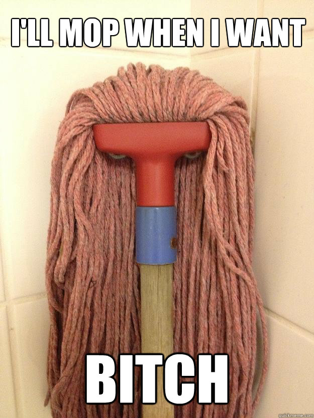 I'll mop when i want bitch  Insanity Mop