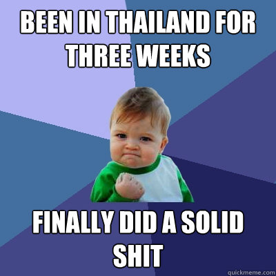 been in thailand for three weeks finally did a solid shit - been in thailand for three weeks finally did a solid shit  Success Kid
