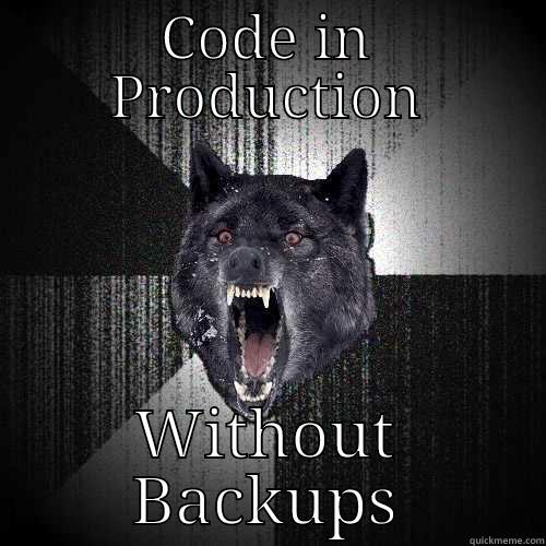 CODE IN PRODUCTION WITHOUT BACKUPS Insanity Wolf
