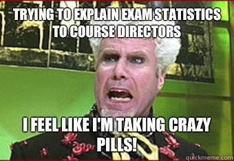 Trying to explain exam statistics to course directors I Feel like I'm taking crazy pills!  