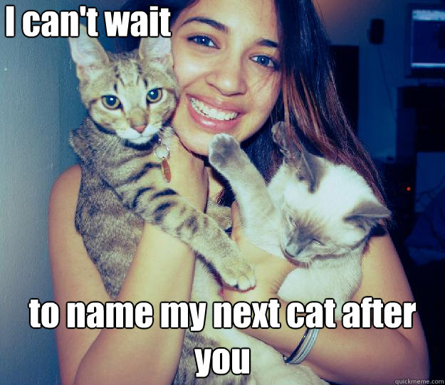 I can't wait to name my next cat after you - I can't wait to name my next cat after you  Crazy girl with cats