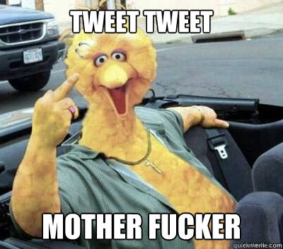 Tweet tweet mother fucker Caption 3 goes here  Big Bird