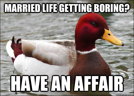 married life getting boring? have an affair  Malicious Advice Mallard