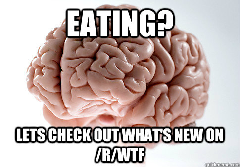 Eating? Lets check out what's new on /r/wtf  Scumbag Brain
