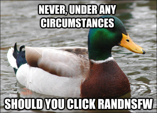 Never, under any circumstances Should you click RANDNSFW - Never, under any circumstances Should you click RANDNSFW  Actual Advice Mallard