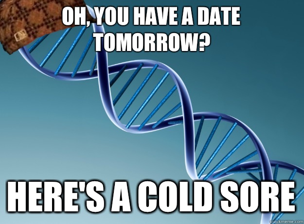Oh, you have a date tomorrow? Here's a cold sore  Scumbag Genetics