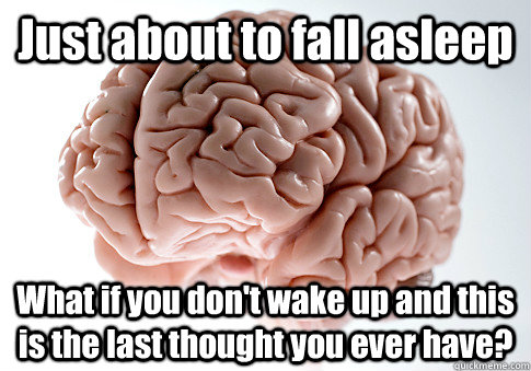 Just about to fall asleep What if you don't wake up and this is the last thought you ever have?  Scumbag Brain