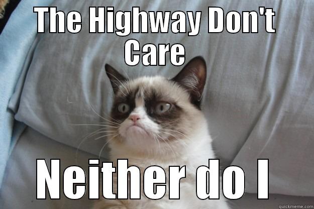 THE HIGHWAY DON'T CARE NEITHER DO I Grumpy Cat