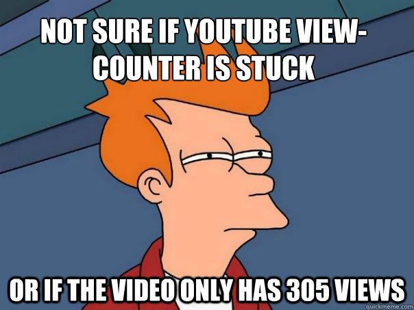 Not sure if Youtube view-counter is stuck Or if the video only has 305 views  Futurama Fry