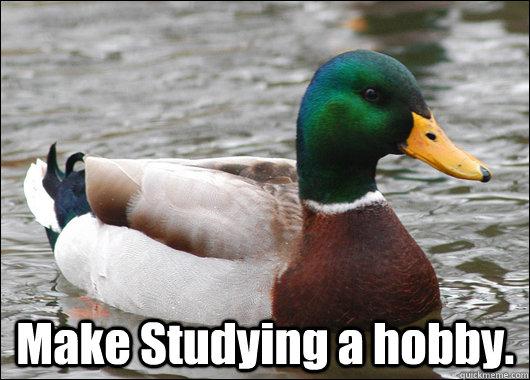 Make Studying a hobby.  Actual Advice Mallard