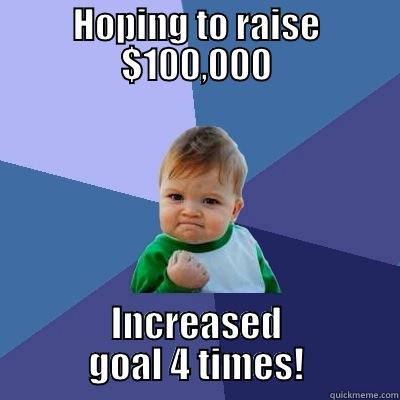 HOPING TO RAISE $100,000 INCREASED GOAL 4 TIMES! Success Kid